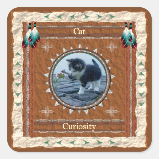 Sticker Carré Énergie de curiosité du chat