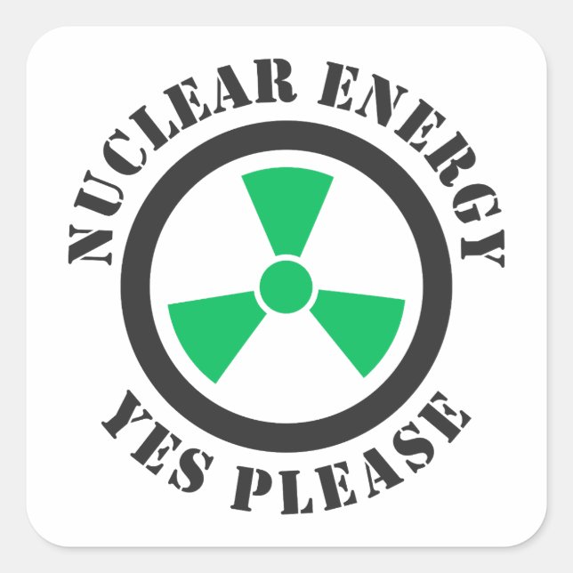 Sticker Carré Énergie nucléaire, oui, s'il vous plaît, énergie n (Devant)