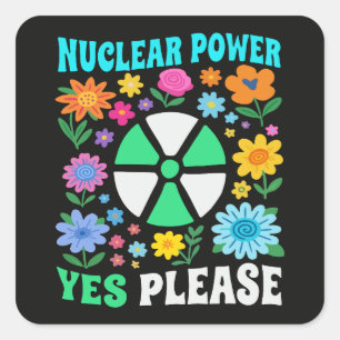 Sticker Carré Énergie Nucléaire Oui S'il Vous Plaît Fleurs D'éne