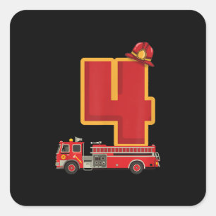 Sticker Carré Enfant de 4 ans Cadeaux Pompiers