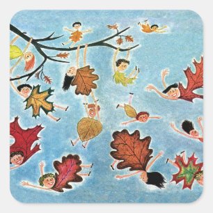 Sticker Carré Enfants à feuilles