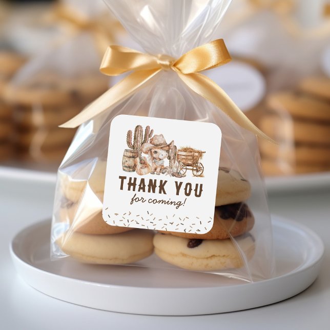 Sticker Carré Enfants Cowboy Anniversaire Favoriser (Créateur téléchargé)