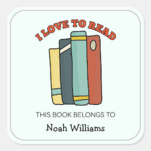 Sticker Carré Enfants "I Love to Read" Plaques personnalisées