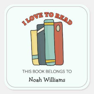 Sticker Carré Enfants "I Love to Read" Plaques personnalisées