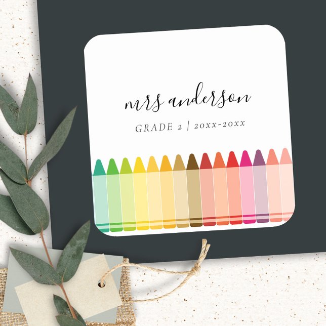 Sticker Carré Enfants modernes Enseignant Coloré Arc-en-ciel Cou (Créateur téléchargé)