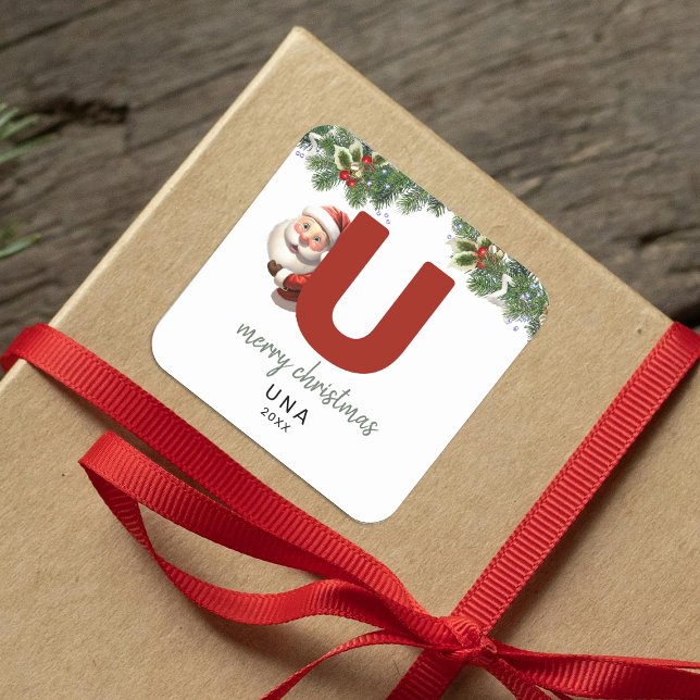 Sticker Carré Enfants Monogramme Noël (Créateur téléchargé)