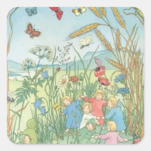 Sticker Carré Enfants Racines Sibylle Von Olfers