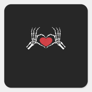 Sticker Carré Enfants Skeleton Coeur main Valentines Jour Classe