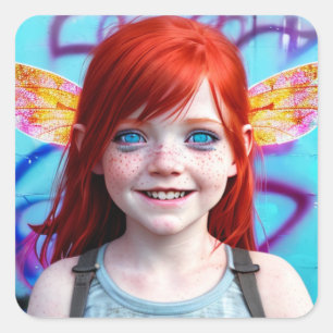 Sticker Carré Enfants tribaux Graffiti pour fille avec cheveux