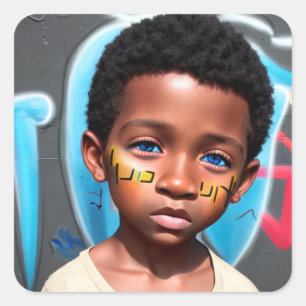 Sticker Carré Enfants tribaux Little Futuristic Boy Street Sma