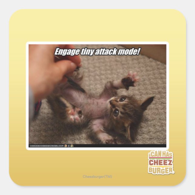 Sticker Carré Engagez le mode d'attaque minuscule ! (Devant)