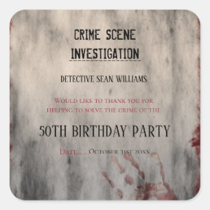 Sticker Carré Enquête sur le crime Merci d'anniversaire