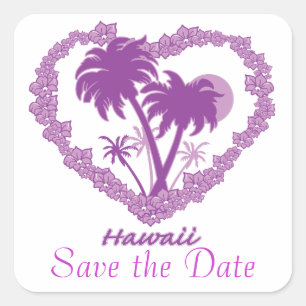 Sticker Carré Enregistrer la date Hawaii