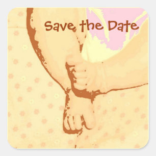 Sticker Carré Enregistrer la date/le nouveau bébé
