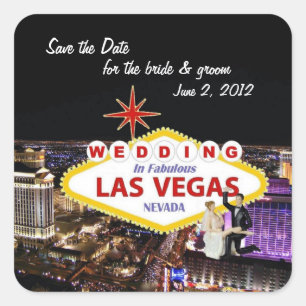 Sticker Carré Enregistrer la date pour le Mariage marié et marié