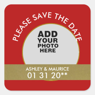 Sticker Carré enregistrer la photo du mariage date
