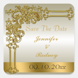 Sticker Carré Enregistrer L'Autocollant Mariage Date