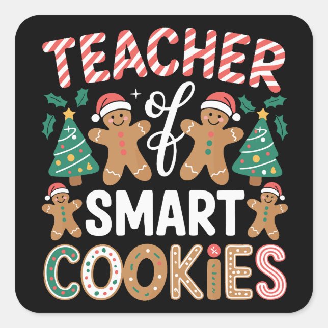Sticker Carré Enseignant De Noël Des Cookies Intelligents (Devant)