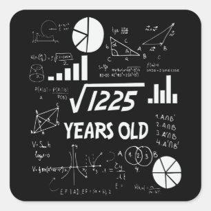 Sticker Carré Enseignant en mathématiques Anniversaires de 35 an