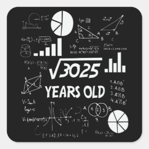 Sticker Carré Enseignant en mathématiques Anniversaires de 55 an