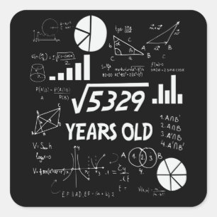 Sticker Carré Enseignant en mathématiques Anniversaires de 72 an
