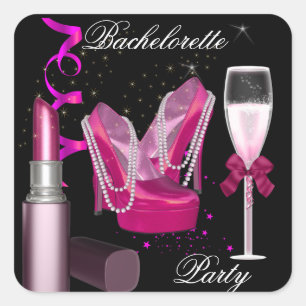 Sticker Carré Enterrement de vie de jeune fille Lipstick Chaussu