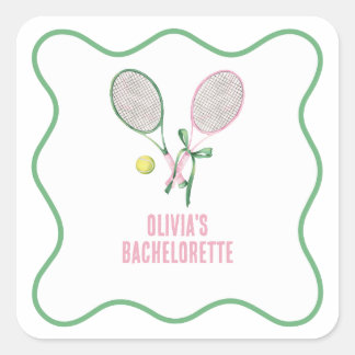 Sticker Carré Enterrement de vie de jeune fille tennis preppy