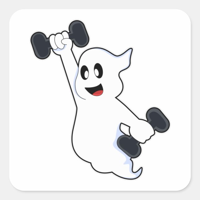 Sticker Carré Entraînement Ghost at Strength avec Dumbbells (Devant)