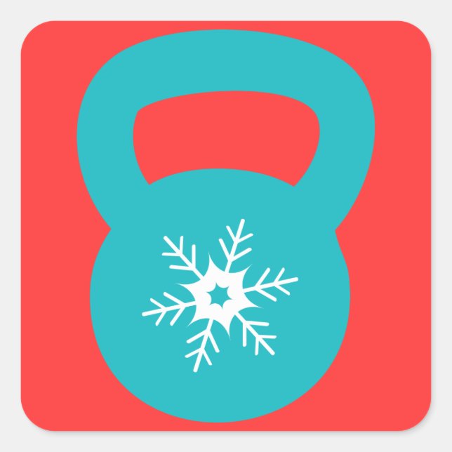 Sticker Carré Entraînement Kettlebell Avec Un Feu De Neige (Devant)