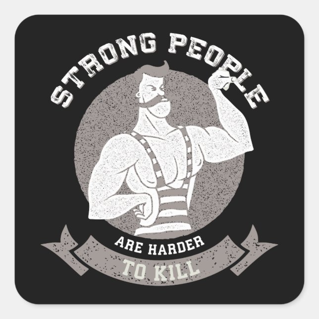 Sticker Carré Entraînement - Les Personnes Fortes Sont Plus Diff (Devant)