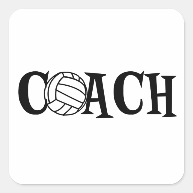 Sticker Carré Entraîneur de volley-ball (Devant)