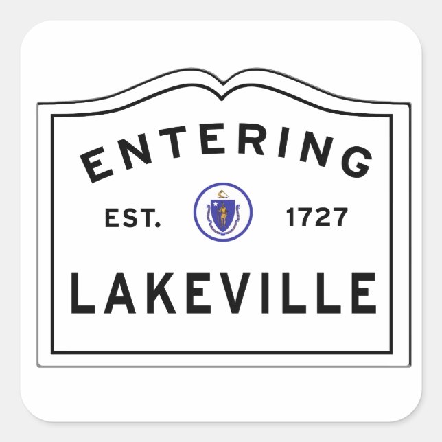 Sticker Carré Entrée de la ville de Lakeville MA Massachusetts (Devant)