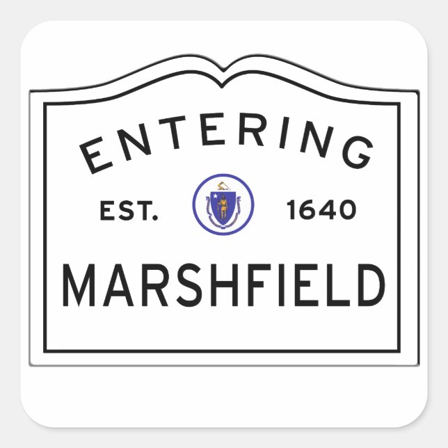 Sticker Carré Entrée de la ville de Marshfield (Devant)