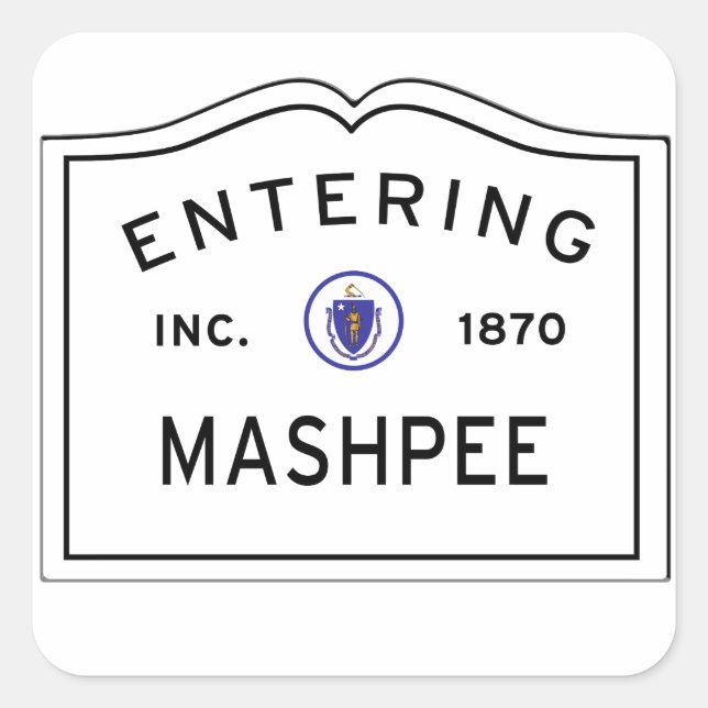 Sticker Carré Entrée Mashpee MA, Cape Cod (Devant)