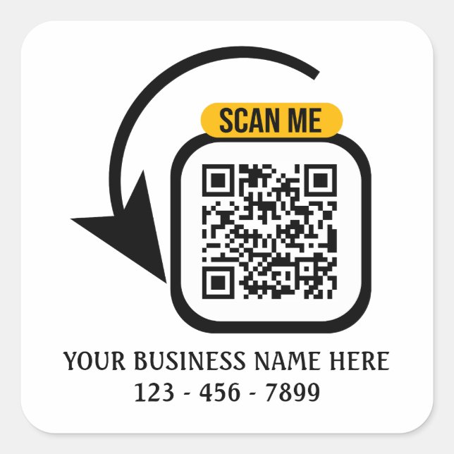 Sticker Carré Entreprise de code QR personnalisé (Devant)