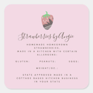 Sticker Carré Entreprise de nourriture avec fraises au chocolat 
