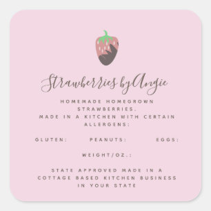 Sticker Carré Entreprise de nourriture rose aux fraises au choco