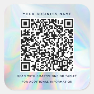 Sticker Carré Entreprise Moderne de Code QR Holographique