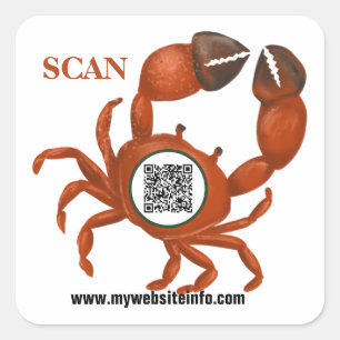 Sticker Carré Entreprise Ocean Crab QR Code
