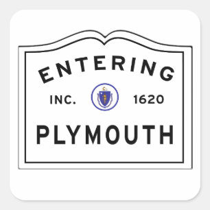 Sticker Carré Entrer dans la ville de PLYMOUTH mA