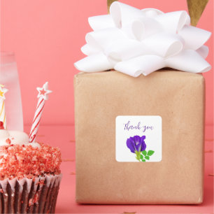 Sticker Carré Enveloppe cadeau florale pourpre