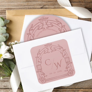 Sticker Carré Enveloppe de mariage botanique à arche ornementale