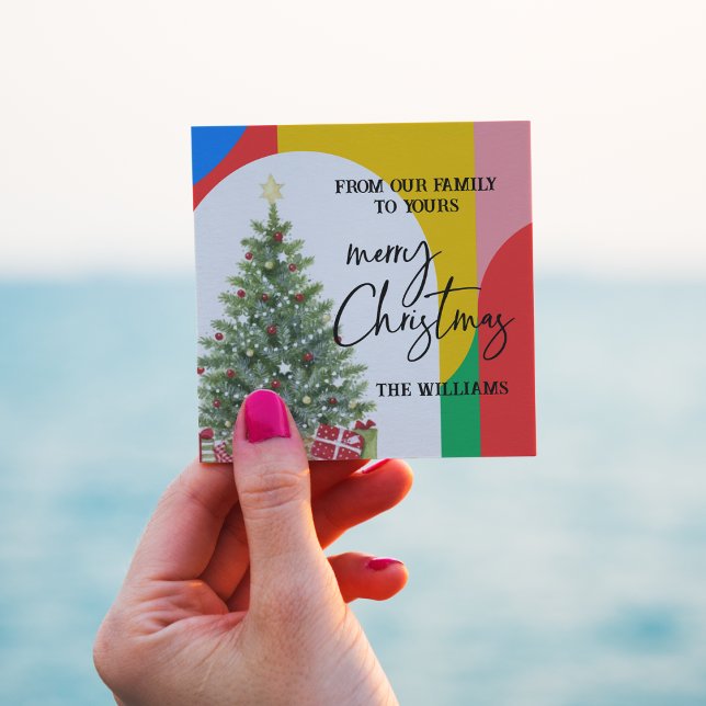 Sticker Carré Enveloppe de Noël Motif géométrique Abstraite (Abstract Geometric Pattern Christmas Envelope Square Sticker)