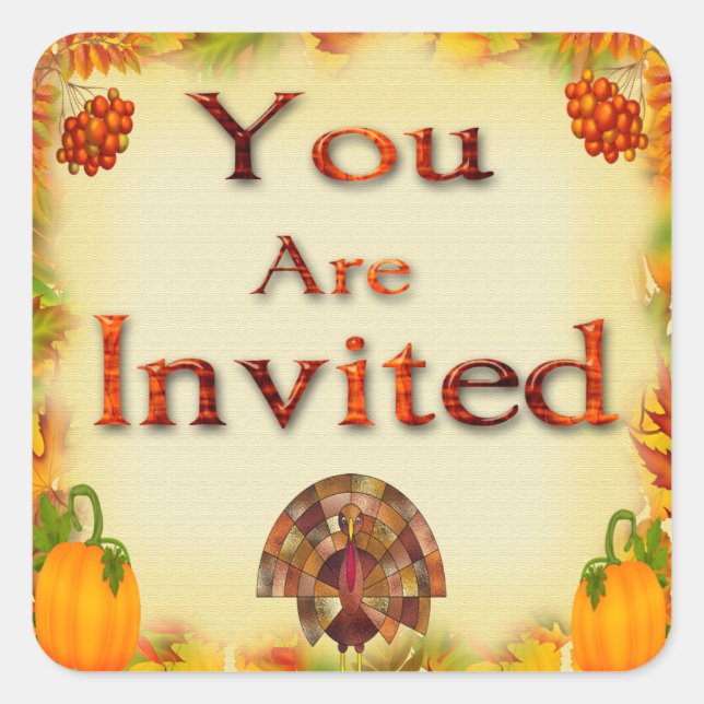 Sticker Carré Enveloppe d'invitation Thanksgiving (Devant)