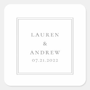 Sticker Carré Enveloppe mariage Phoques Gris Moderne Minimaliste