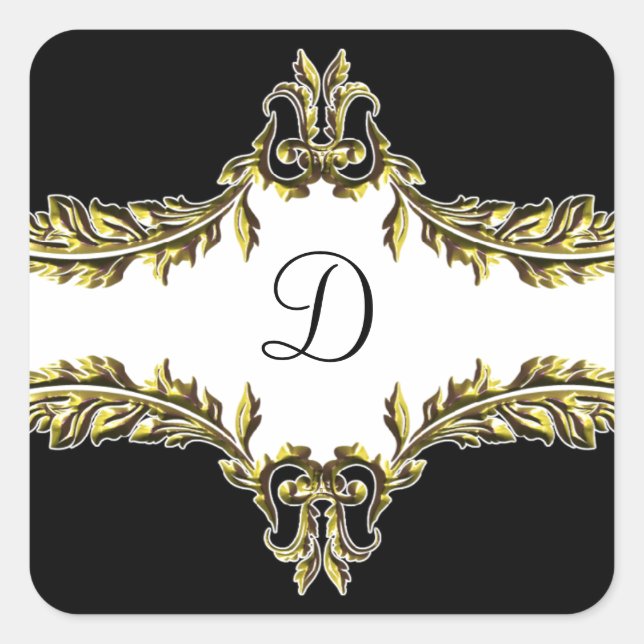 Sticker Carré enveloppe or monogramme (Devant)