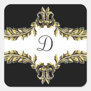 Sticker Carré enveloppe or monogramme