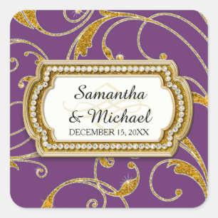 Sticker Carré Enveloppe Seal Glam Old Hollywood Regency Cravate 