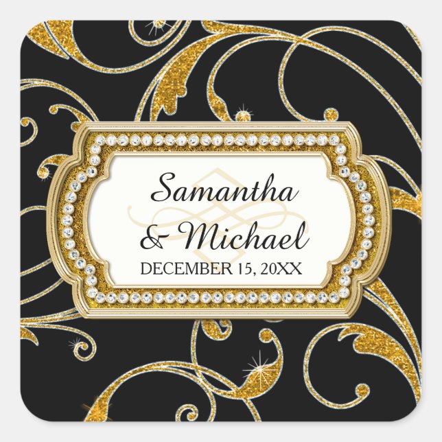 Sticker Carré Enveloppe Seal Glam Old Hollywood Regency Cravate  (Devant)