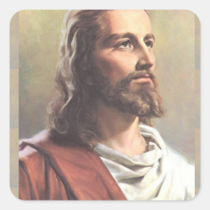 Sticker Carré Enveloppe stationnaire de Jésus Christ réfléchi